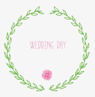 绿色柳叶边框婚礼元素免抠