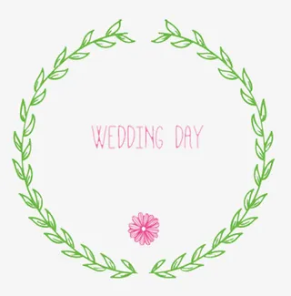 绿色柳叶边框婚礼元素免抠