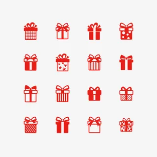 红色卡通小礼盒免抠