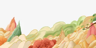 国潮风祥云手绘小树免抠