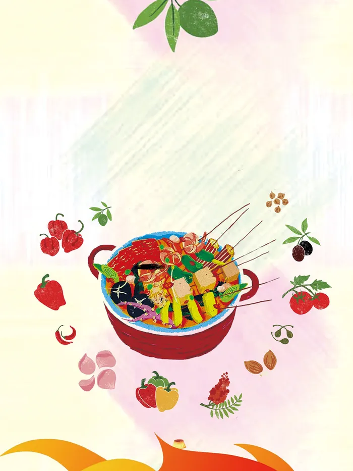 彩色水彩底纹美食卡通海报背景素材高清