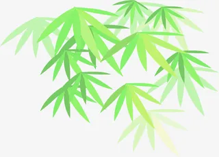 绿色卡通清新竹叶风光免抠