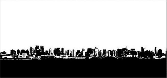 黑白城市剪影banner背景高清