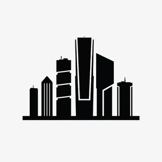 高楼大厦黑色剪影免抠