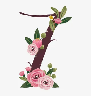 卡通桃花树枝免抠