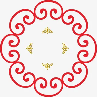 红色中国风花形边框素材免抠