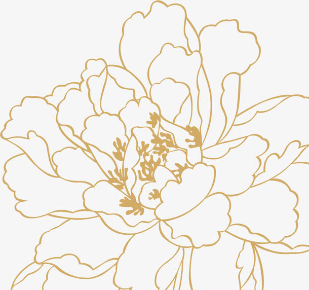 黄色描边花朵设计效果免抠