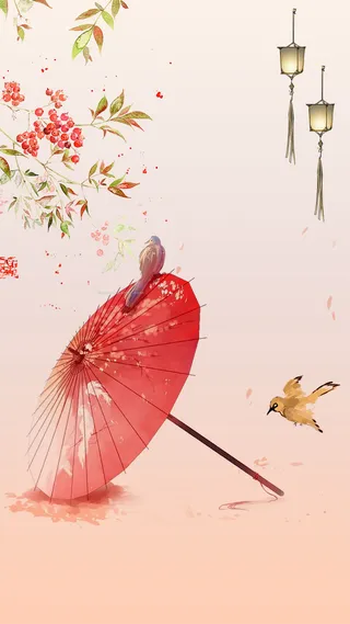 水彩古风素材背景高清