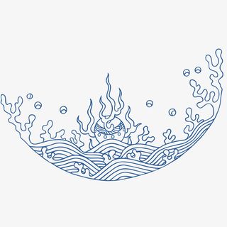 手绘 海浪 底纹 水 大海 波浪免抠