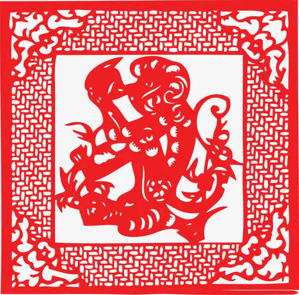中国风传统古典剪纸窗户花纹免抠