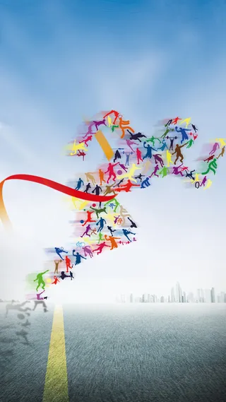 抽象跑步者轮廓H5背景元素高清