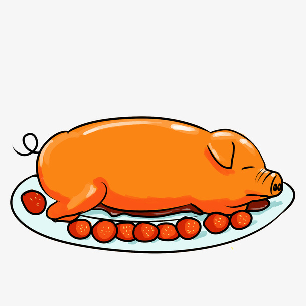 腊八节烤乳猪插画笛免抠