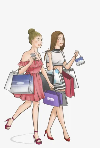 购物姐妹花免抠