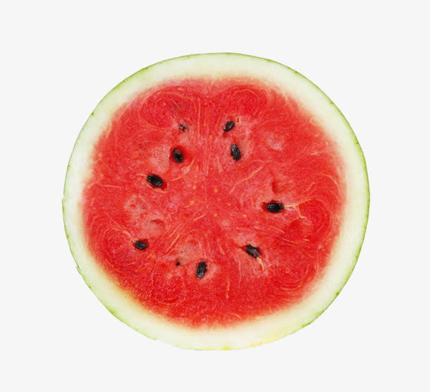 成熟的切开的西瓜实物俯视图免抠
