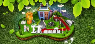 春天科技商务绿色海报背景高清