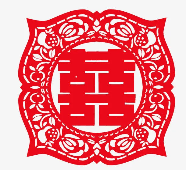 边框双喜字免抠