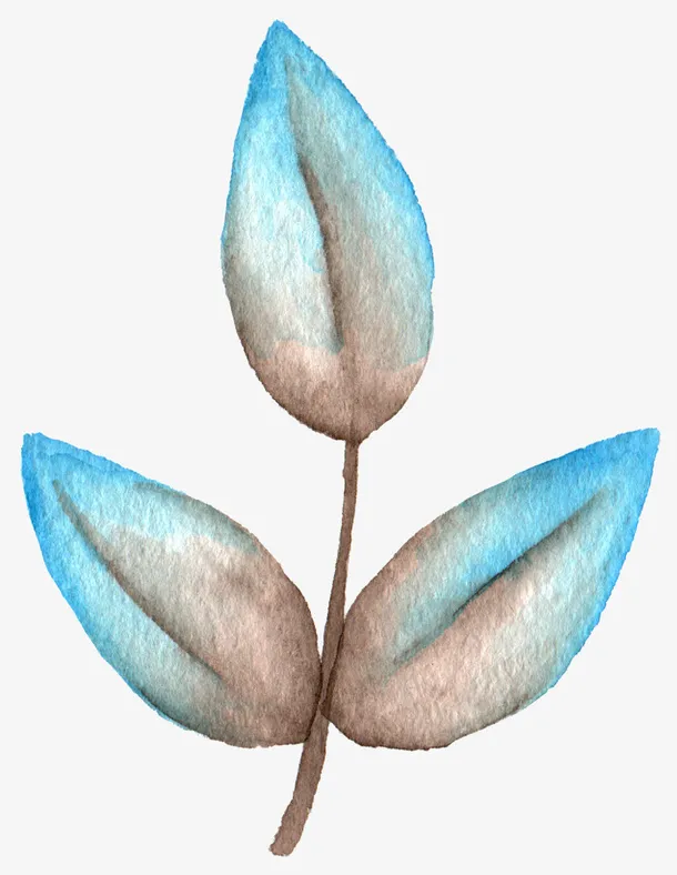 水彩渐变叶子免抠