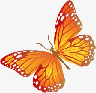黄红色蝴蝶纹理装饰免抠