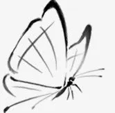 手绘蝴蝶毛笔字水墨画免抠