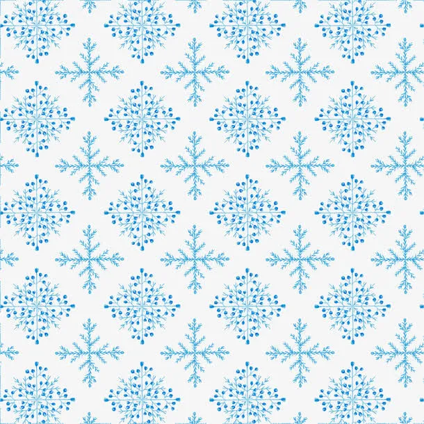 蓝色排列整齐的雪花免抠
