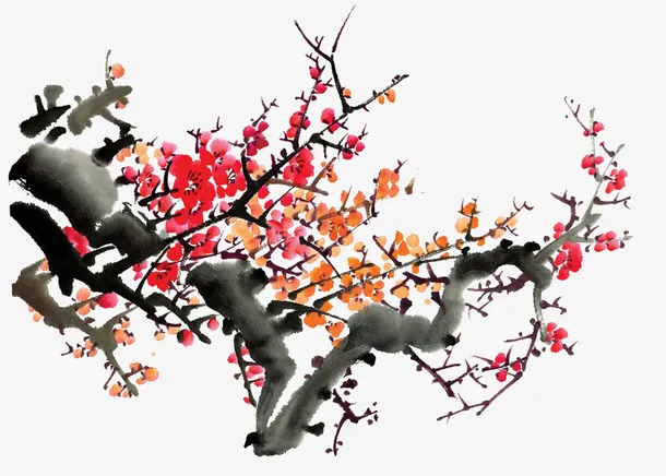 梅花水墨画免抠