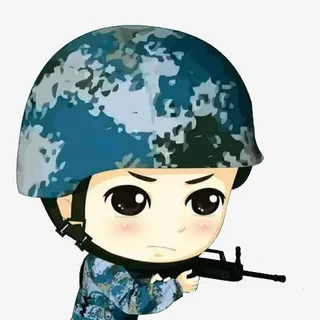 战斗持枪的卡通兵哥哥免抠