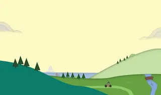 卡通绿色山峰海报背景免抠