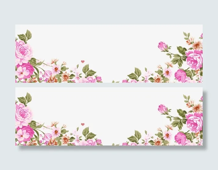 粉色小清新花草边框纹理免抠