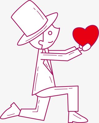 送心表白的线条男孩免抠