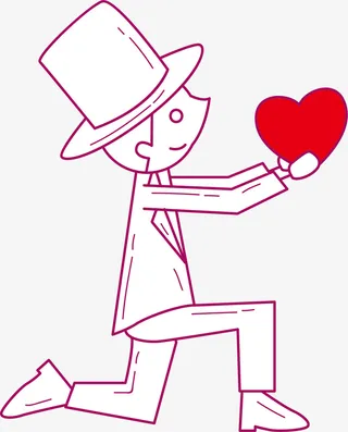 送心表白的线条男孩免抠