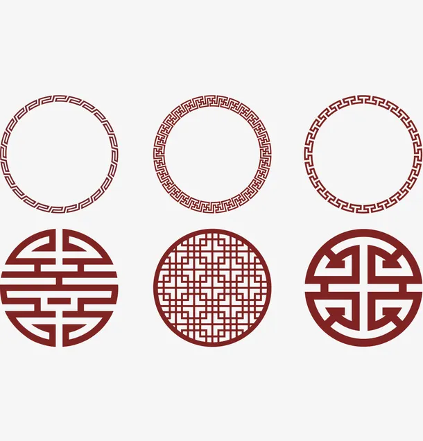 中式圆形图案素材免抠