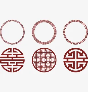 中式圆形图案素材免抠