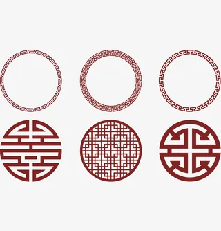 中式圆形图案素材免抠