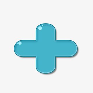 加号符号蓝色可爱卡通立体png免抠