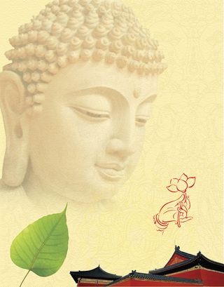 中国风古典大佛头像黄色背景素材高清