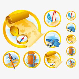 户外运动常备用品图标矢量素材免抠