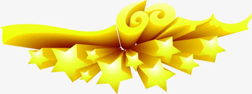 立体感造型黄色的五角星图案免抠