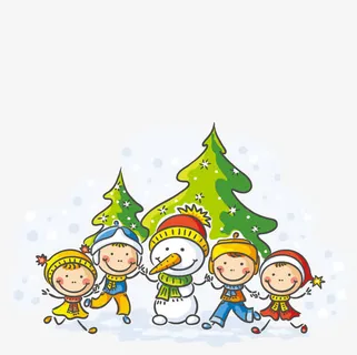 堆雪人的小朋友免抠