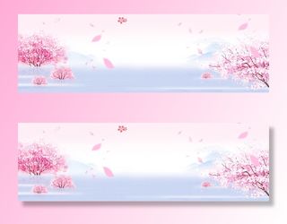 桃花节梦幻渐变桃树粉色banner高清