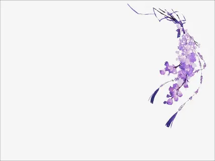 紫色花藤ppt模板免抠