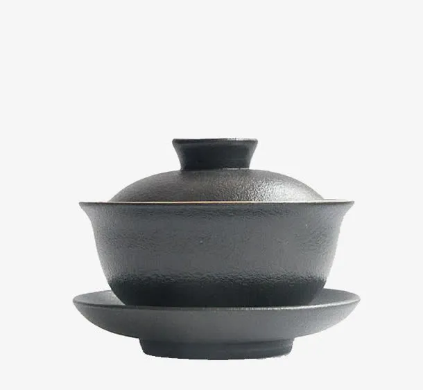 粗陶盖碗茶具免抠