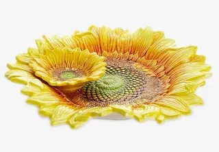 黄色向日葵花儿盘子免抠