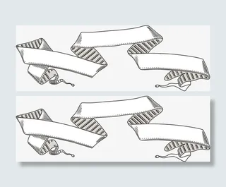 欧式复古花边飘带装饰元素免抠