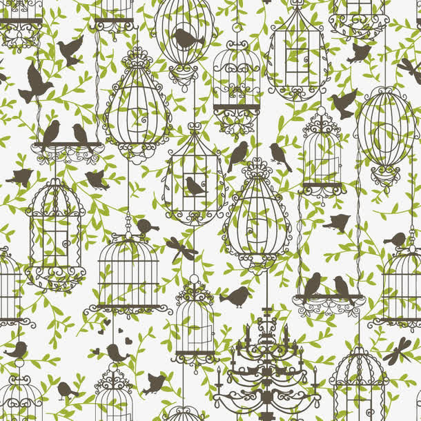 手绘树枝鸟笼免抠