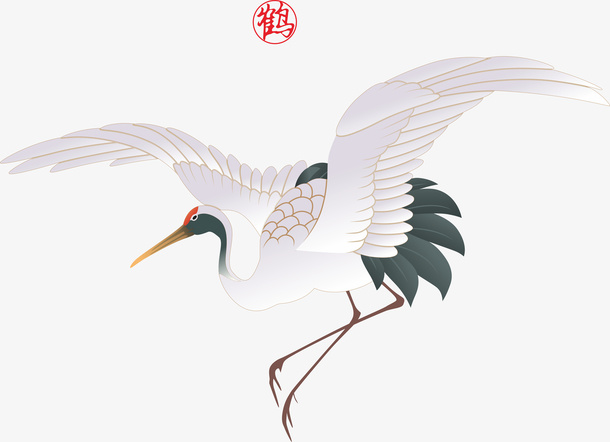 国潮手绘仙鹤01免抠