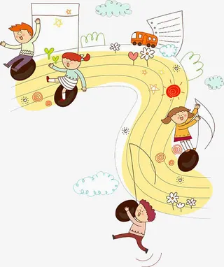 孩子们在音符上免抠