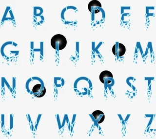 蓝色冰晶字母免抠