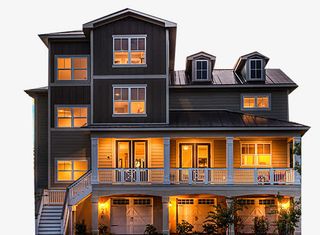 美式别墅夜景免抠