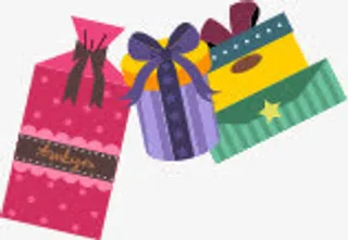 手绘卡通彩色礼盒免抠