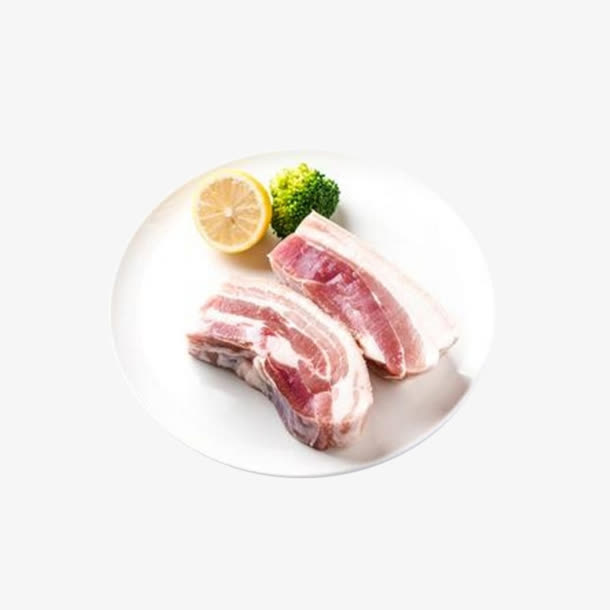 带皮五花肉摆盘实拍图免抠